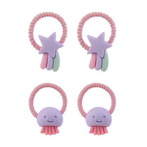 2 Pairs of Lilac and Pink Hair Ties for Girls [AHA296]