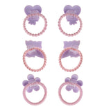 3 Pairs of Lilac and Pink Hair Ties for Girls [AHA297]