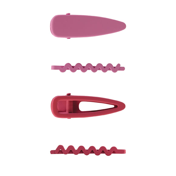 Set of 4 ZigZag Hair Pins for Girls in Pink [AHA298]