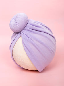Pure Cotton Purple Turban Cap For Babies [AHA308]