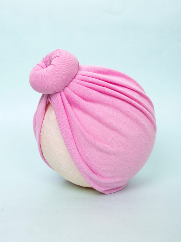 Pure Cotton Light Pink Turban Cap For Babies [AHA309]