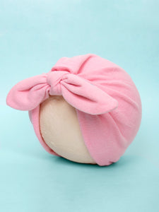 Pure Cotton Light Pink Turban Cap For Babies [AHA312]
