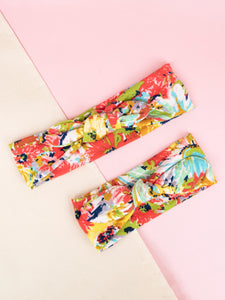 Yellow Floral Mother & Daughter Hairband Combo with Top Knot [AHA314]