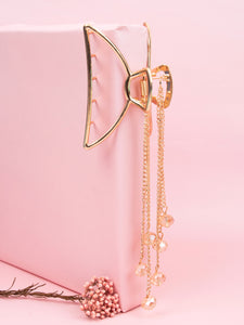 Golden Triangular Hair Claw Clip With Tassel For Girls [AHA329]