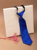 Kids Satin Printed Blue Tie [AKA018]