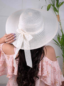 Arendelle White Long Brim Sun Hat For Women [AMS024]