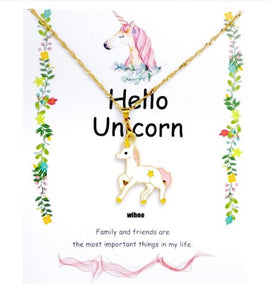 Pink Star Unicorn Pendant with a Printed Gift Card and Message for Young Girls [APD052]
