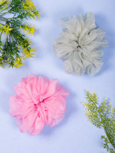 Pack of 2 Pink and Mint Organza Scrunchies