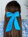 Large Velvet Hair Bow in Blue