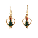 Christmas Special Gold Heart and Tree Drop Earrings [ER122]