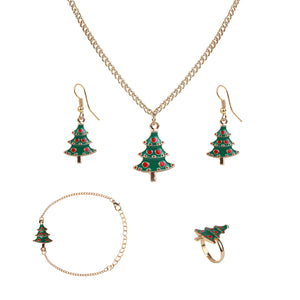 Christmas Special Tree Pendant, Bracelet, Earrings and Ring Set [PS015]