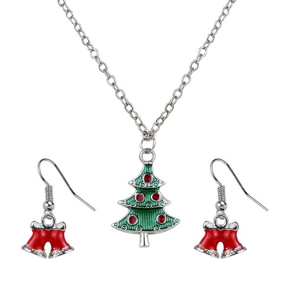 Christmas Special Christmas Tree and Red Bell Earrings Set [PS017]
