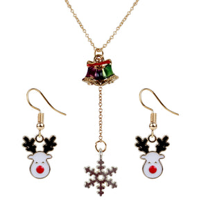 Christmas Special Bell and Snowflake Pendant Reindeer Earrings Set [PS018]