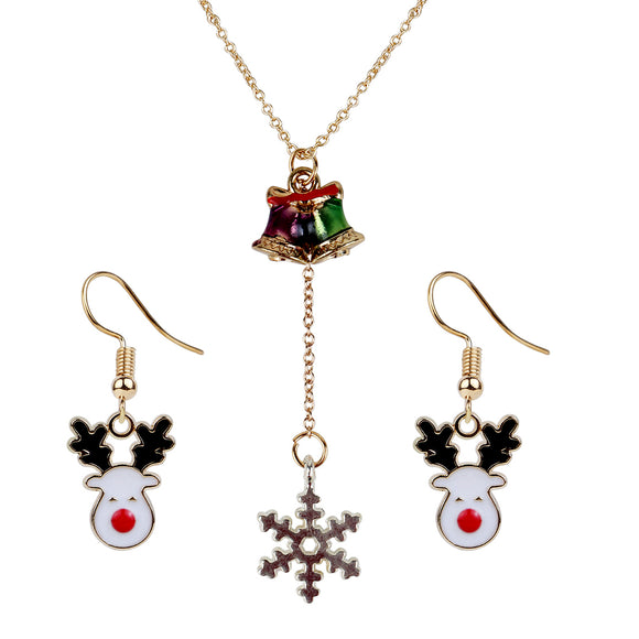 Snowflake Charm Christmas Necklace & Earrings Set – Digital Dress Room