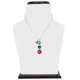 Christmas Special Triple Glitter Ball Red Green Pendant and Tree Earrings [PS019]