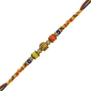 Orange Blue Yellow Thread and Bead Rakhi for Brother | Rakshabandhan 2022 [RA142]